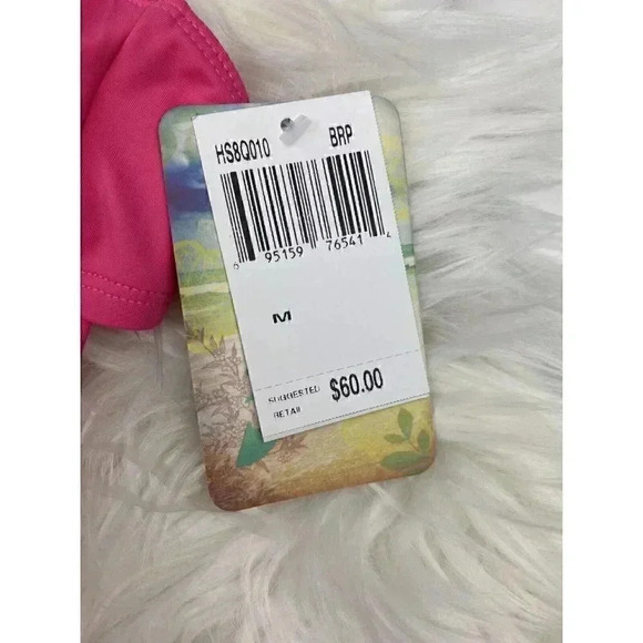 NWT $60 Hobie Women's Solid Strappy Lace up Front One Piece Swimsuit Pink Medium - Picture 4 of 9